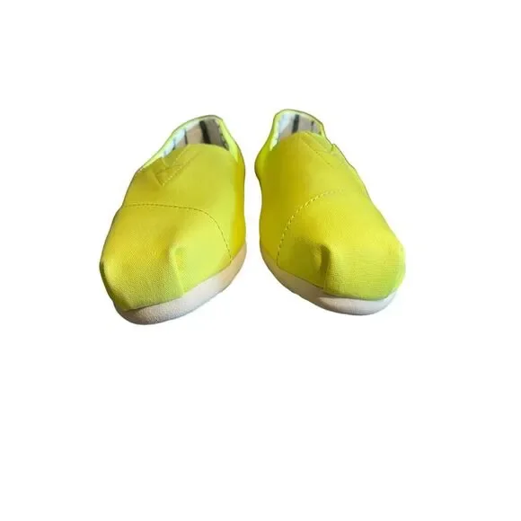 NWT Women's Toms Neon Yellow Slip On Canvas Shoes Size 7 - Picture 6 of 12
